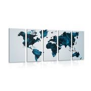 5-piece Canvas print world map in vector graphic design