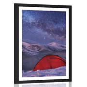 Plakat s paspartujem šotor nad nočnim nebom