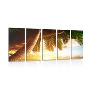 5-piece Canvas print sunrise on a Caribbean beach