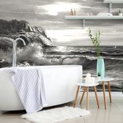 SELF ADHESIVE WALLPAPER MORNING AT SEA IN BLACK AND WHITE - SELF-ADHESIVE WALLPAPERS - WALLPAPERS