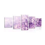 Tablou 5-piese floare violetă de liliac