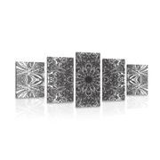 5-PIECE CANVAS PRINT BLACK AND WHITE ROSETTE - BLACK AND WHITE PICTURES - PICTURES