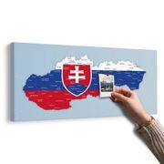OBRAZ NA KORKU MAPA SLOVENSKA SE STÁTNÍM ZNAKEM A OKOLNÍMI STÁTY - OBRAZY NA KORKU - OBRAZY