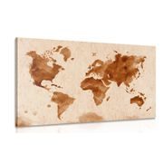 CANVAS PRINT WORLD MAP IN RETRO DESIGN - PICTURES OF MAPS - PICTURES