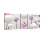 5-piece Canvas print interesting flowers with abstract elements and patterns