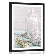 POSTER WITH MOUNT CHERRY TWIG AND WHITE LANTERNS - VINTAGE AND RETRO - POSTERS