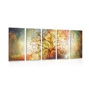 5-TEILIGES WANDBILD BAUM MIT DER BLUME DES LEBENS - BILDER MIT FENG SHUI-MOTIVEN - BILDER