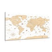 CANVAS PRINT BEIGE MAP - PICTURES OF MAPS - PICTURES