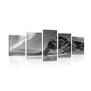 5-PIECE CANVAS PRINT CANVAS PRINT NORTHERN LIGHTS IN NORWAY IN BLACK AND WHITE - BLACK AND WHITE PICTURES - PICTURES