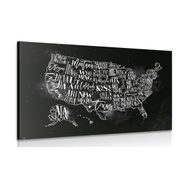Tablou hartă educațională a SUA cu state individuale