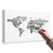 TABLOU PE PLUTĂ HARTA LUMII ÎN CULORI DE ALB-NEGRU - TABLOURI PE PLUTĂ - TABLOURI