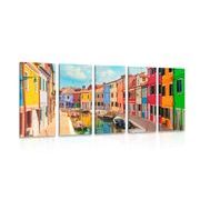 5-dielny obraz pastelové domčeky v mestečku