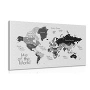Kép stílusos fekete fehér világtérkép