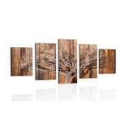 5-PIECE CANVAS PRINT TREE WITH THE IMITATION OF A WOODEN BASE - 5-PIECES - 🔥 TOTAL SALE 🔥