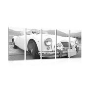 5-dijelna slika luksuzno starodobno vozilo u crno-bijelom dizajnu