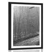 POSTER WITH MOUNT BLACK AND WHITE PATH TO THE FOREST - BLACK AND WHITE - POSTERS