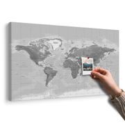 OBRAZ NA KORKU NÁDHERNÁ ČIERNOBIELA MAPA SVETA - OBRAZY NA KORKU - OBRAZY
