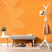 TAPETE ORANGEFARBENE ARABESKE AUF ABSTRAKTEM HINTERGRUND - TAPETEN MIT FENG SHUI-MOTIVEN - TAPETEN
