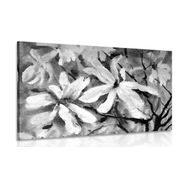 Picture of a blossoming watercolor tree in black & white