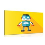 CANVAS PRINT CHEERFUL ROBOT - CHILDRENS PICTURES - PICTURES