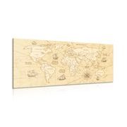 Obraz mapa świata z łodziami