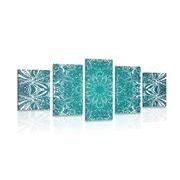 5-PIECE CANVAS PRINT BLUE AND WHITE ROSETTE - PICTURES FENG SHUI - PICTURES