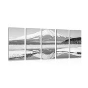 5-dijelna slika japanska planina Fuji u crno-bijelom dizajnu