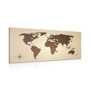 Picture world map in shades of brown