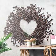 SELF ADHESIVE WALL MURAL HEART MADE OF COFFEE BEANS - SELF-ADHESIVE WALLPAPERS - WALLPAPERS