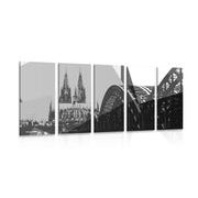 5-delna slika ilustracija mesta Köln v črnobeli izvedbi