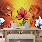 WALLPAPER FLOWERS IN ETHNO STYLE - ABSTRACT WALLPAPERS - WALLPAPERS