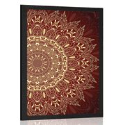 POSTER GOLDEN MANDALA ON A BURGUNDY BACKGROUND - FENG SHUI - POSTERS