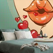 Selbstklebende Tapete Pop-Art-Kuss voller Liebe
