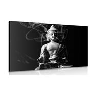 CANVAS PRINT BUDDHA STATUE IN BLACK AND WHITE - BLACK AND WHITE PICTURES - PICTURES