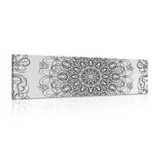 WANDBILD ABSTRAKTES BLUMENMANDALA IN SCHWARZ-WEISS - BILDER MIT FENG SHUI-MOTIVEN - BILDER