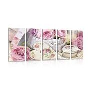 5-PIECE CANVAS PRINT ROMANTIC VINTAGE STYLE - VINTAGE AND RETRO PICTURES - PICTURES