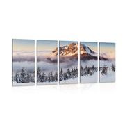 5-PIECE CANVAS PRINT BIG ROZSUTEC IN A BLANKET OF SNOW - PICTURES OF NATURE AND LANDSCAPE - PICTURES