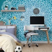 SELF ADHESIVE WALLPAPER MEDITATION MANDALA ON A BLUE BACKGROUND - SELF-ADHESIVE WALLPAPERS - WALLPAPERS