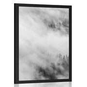 Poster Nebliger Wald in Schwarz-Weiß