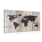 CANVAS PRINT MAP ON A WOODEN BACKGROUND - PICTURES OF MAPS - PICTURES