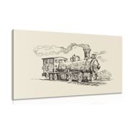 CANVAS PRINT TRAIN IN RETRO DESIGN - VINTAGE AND RETRO PICTURES - PICTURES