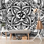 TAPETE MANDALA DER GESUNDHEIT IN SCHWARZ-WEISS - TAPETEN MIT FENG SHUI-MOTIVEN - TAPETEN