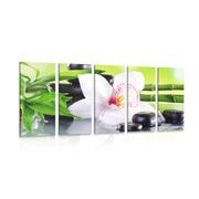 QUADRO IN 5 PARTI ORCHIDEA GIAPPONESE - QUADRI FENG SHUI - QUADRI