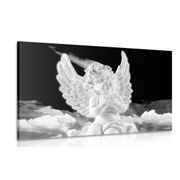 CANVAS PRINT BLACK AND WHITE CARING ANGEL IN THE SKY - BLACK AND WHITE PICTURES - PICTURES