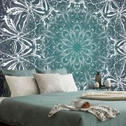 SELF ADHESIVE WALLPAPER GREEN AND WHITE ROSETTE - SELF-ADHESIVE WALLPAPERS - WALLPAPERS