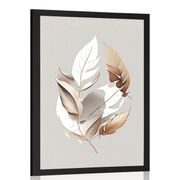 PLAKAT MINIMALISTYCZNE MIEDZIANE LIŚCIE - BOTANICZNY - PLAKATY