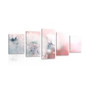 5-PIECE CANVAS PRINT DANDELION WITH ABSTRACT ELEMENTS - PICTURES FLOWERS - PICTURES