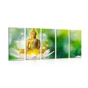 5-piece Canvas print golden Buddha on a lotus flower
