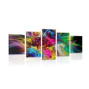 5-piece Canvas print abstract colorful chaos