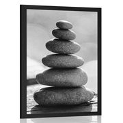 AFFICHE – PYRAMIDE STABLE DE PIERRES EN NOIR ET BLANC - NOIR ET BLANC - AFFICHES